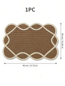 Haus Hana 1pc 38cm Round Or 45x30cm Rectangular Boho Woven Paper Placemat, Flower Petal Edge Table Mat With Natural Two-Tone Braided Design, Rustic Farmhouse Dining Decor For Kitchen, Dinner Table, Wedding, Party, Holiday And Daily Use - Multicolor - View 13
