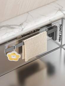 1Pc Sink Rag Holder, Punch‑Free Wall‑Mounted Kitchen Storage Rack, Towel Bar Paper Towel & Plastic Wrap Organizer - Multicolor - View 5
