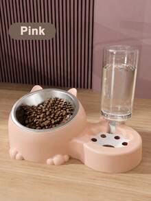 PETSIN Cat Bowl 2-In-1 Double Bowl Automatic Drinking Water, Cat Food, Dog Food Basin, Pet Universal Food Basin, Neck Protection, Anti Knock Feeding Device,Multiple Colors Available - 500ml - View 9