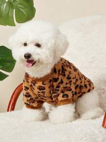 PETSIN 1 buah Kaos Sweatshirt Leher Bulat untuk Kucing dan Anjing, Motif Leopard Coklat Universal, Modis, Klasik, Lucu, Dua Sisi, Elastis, Lembut, Nyaman, Hangat - MultiWarna - View 4