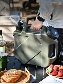 1pc Portable Outdoor Water Container With Tap, Large‑Capacity Water Storage Jug For Camping Car Travel - Multicolor - View 5