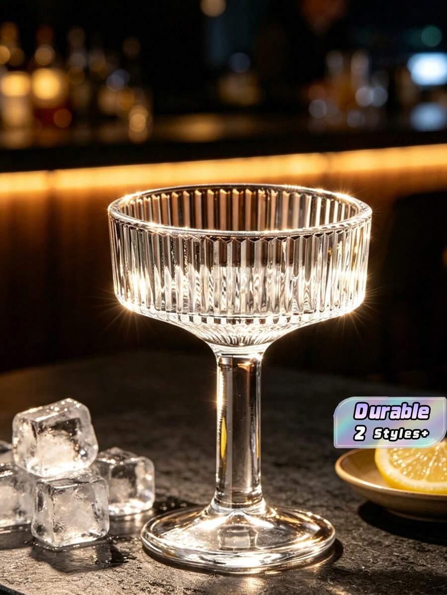 10 Ounce (Approx. 283.5g) Ribbed Coupe Glass Unique Martini And Cocktail Glass Set, Suitable For Wine, Champagne, Parties, And Home Use - View 1