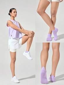 GLOWMODE 3 Pairs Arch Support Everyday Socks Gym - Purple - View 7