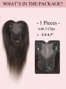 25CM Straight Hair Human Hair Toppers For Women 8X12CM Base Pixie Cut With Lace Clip In Hair Extensions Daily Use Easy To Wear Dark Brown - S2 - View 4