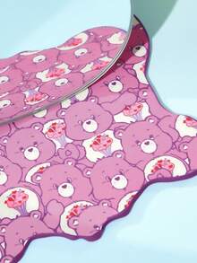 SHEIN X Care Bears 甜心熊鼻可折疊化妝鏡，不規則造型，可折疊人造皮革封面，纖薄桌面梳妝鏡，適合青少年日常理容 - 紫色 - 查看 4