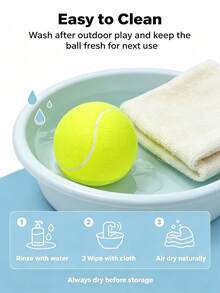 1 pieza Pelota de tenis para perro de 9.5 pulgadas resistente y rebotadora, juguete de masticar de alta elasticidad para perros pequeños y medianos, entrenamiento, ejercicio y juego de lanzar al aire libre, juguete de goma inodoro para cachorros, suministros interactivos para perros de verano - Multicolor - Ver 5