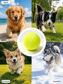 1 pieza Pelota de tenis para perro de 9.5 pulgadas resistente y rebotadora, juguete de masticar de alta elasticidad para perros pequeños y medianos, entrenamiento, ejercicio y juego de lanzar al aire libre, juguete de goma inodoro para cachorros, suministros interactivos para perros de verano - Multicolor - Ver 7