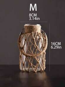 1Pc Rustic Glass Mason Jars With Jute T, Decorative Vases For Dried Flowers, Country Style Home Decor, Wedding Centerpieces, DIY Crafts, And Candle Holders Room Decor - Brown - View 18