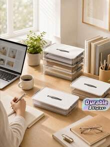 Transparent Storage Box, A4 Document Organizer For Important Papers & Certificates, Clear Container For Desk, Home & Dorm, Toy Storage Case - Multicolor - View 1