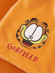 GARFIELD | SHEIN 1件裝 珊瑚絨可愛刺繡吸水乾髮帽，適合所有髮質與髮量 - 橘色 - 查看 3