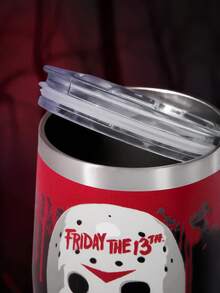 WB Horror X SHEIN 360ml/12oz 不鏽鋼防漏蓋隨行杯，適用熱飲/冷飲，適配大多數杯架，送禮首選 - 黑紅色 - 查看 4