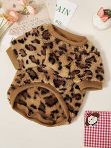 PETSIN 1 buah Kaos Sweatshirt Leher Bulat untuk Kucing dan Anjing, Motif Leopard Coklat Universal, Modis, Klasik, Lucu, Dua Sisi, Elastis, Lembut, Nyaman, Hangat - MultiWarna - View 7
