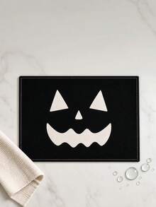 1Pc Halloween Placemats, Scary Grinning Face Jack-O'-Lantern Printed Decorative Table Mats, Non-Slip Linen Dining Pads For Halloween Night Party Table Decor - B - View 7