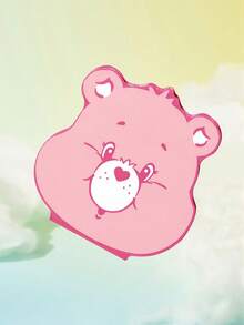 SHEIN X Care Bears 甜心熊鼻可折疊化妝鏡，不規則造型，可折疊人造皮革封面，輕薄桌面梳妝鏡，適合青少年日常理容 - 淺粉 - 查看 2