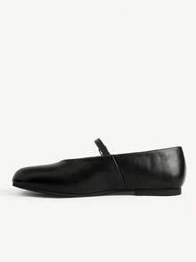 CUCCOO CHICEST Women's Black Striped Toe Cap Flat-Soled Shoes - Black - View 6