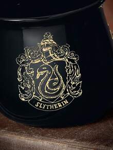 HARRY POTTER X SHEIN 400ml (13.5oz) 復古蛇紋徽章陶瓷馬克杯，金色手柄，大容量坩堝造型，適合咖啡與茶，居家辦公日常飲水杯 - 黑色 - 查看 4