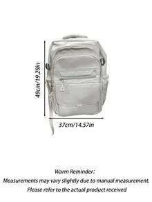 Simple Solid Color Casual Backpack, Large Capacity With Multiple Compartments For Laptop, Adjustable Shoulder Strap, Modern Stylish Backpack, School Bag With Luggage Belt, Zipper Closure, Unisex Casual Travel Bag, Suitable For Daily And Outdoor Use - A - View 10