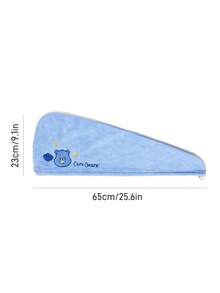 SHEIN X Care Bears Cartoon Embroidered Dry Hair Cap - Blue - View 3