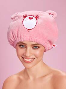 SHEIN X Care Bears 1Pc Cute Cartoon Embroidered Dry Hair Cap, Super Absorbent Dry Hair Cap, Suitable For Various Hair Qualities And Quantities, Water Absorption And Easy Drying - Light powder - View 1