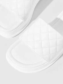 HighSole 小厚底松饼增高，流行款式，女士夏季拖鞋，时尚新款沙滩拖鞋 - 白色 - 查看 6