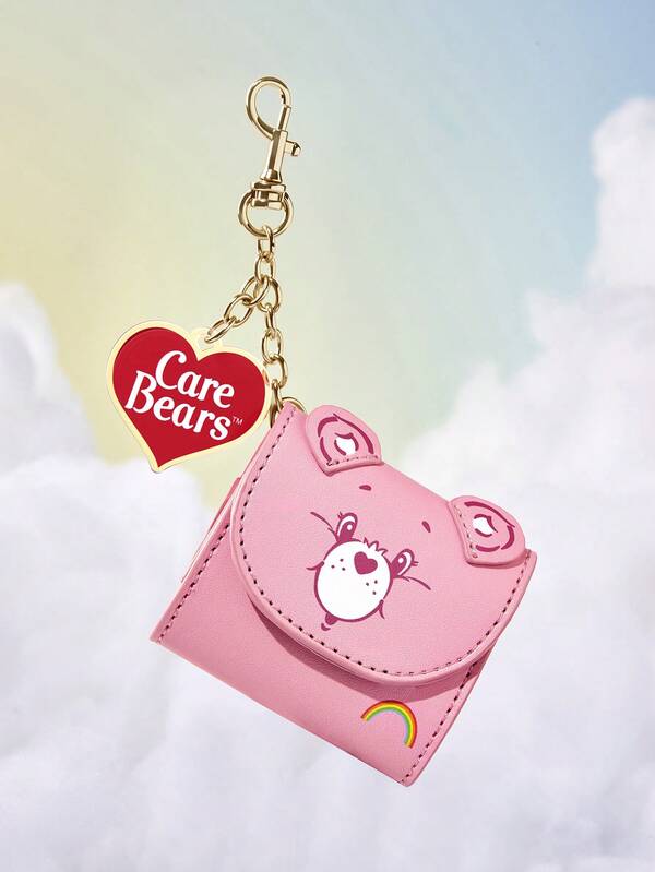 SHEIN X Care Bears Love Bear PU Earphone Storage Bag, With Love Pendant, Universal Model Is Suitable For A Variety Of Wireless Bluetooth Headphones, Student Commuting St
