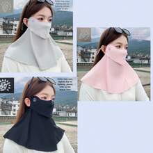 1/3Pcs Ice Silk Sun Protection Face Neck Mask, Solid Color UV Protection Breathable Mask For Cycling Hiking Travel Commute, Holiday Gifts For Women - Upgraded Version - View 9