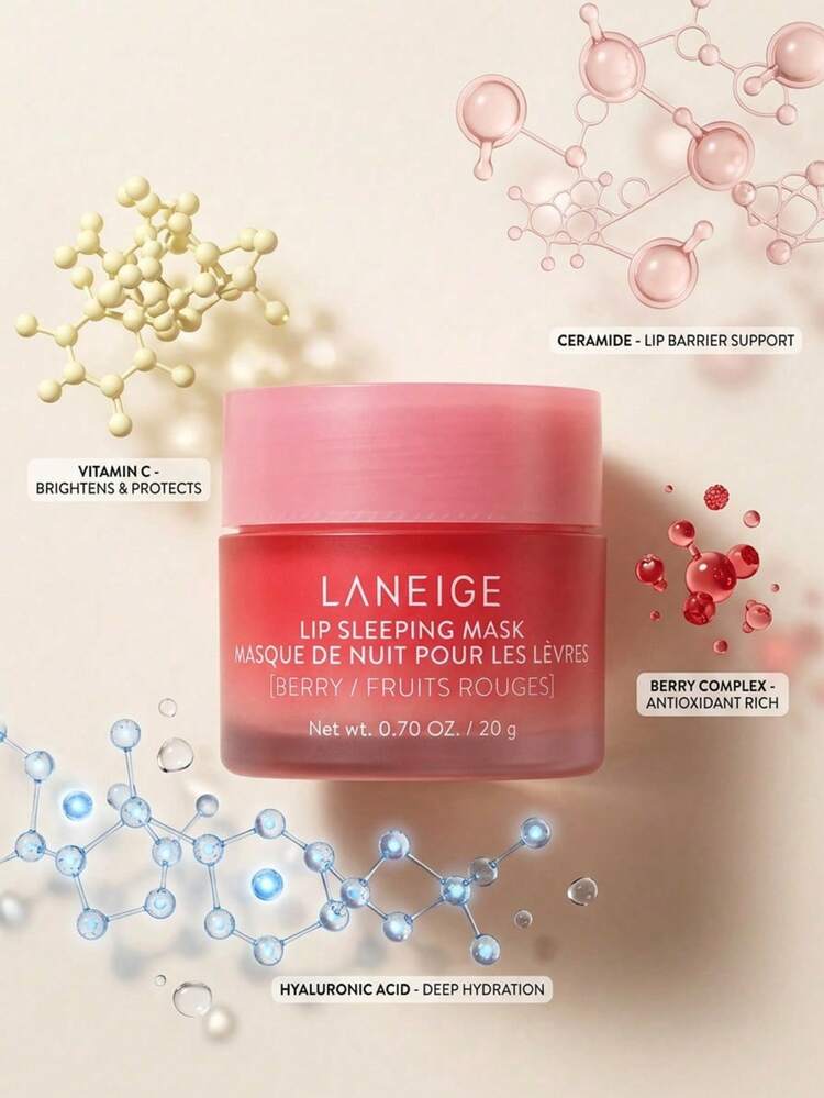 Laneige Lip Sleeping Mask Berry 20 G – Lip Mask, Moisturizing, For Dry Lips, Berry, Pink, Vitamin C, Suitable For Nighttime Skincare Routine - Berry - View 2