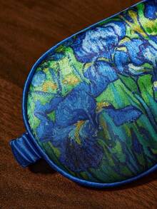 SHEIN Touch of Art 1 Pc Silky Sleeping Eye Mask, Iris Flower Design, Soft Material, Non-Irritating, Good Blackout Effect,Summer Outfits, Spring Outfits,Beach, Vacation, Flower - Blue - View 4