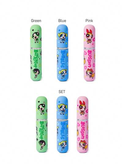 THE POWERPUFF GIRLS X SHEIN 5Ml/0.2 Oz, Cute Cartoon Candy Color Refillable Spray Bottle With Automatic Bottom Injection Pump, Reusable Perfume Bottle, Mini Portable Cosmetic Bottle With Transparent Window, Friendship, Love, Stars, PPG, Blooms, Babbles, Buttercup, Y2K Style