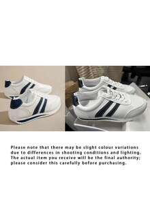 Versatile Women'S Casual Sneakers, Round Toe Low-Top, Comfortable Flat, Colorblock, Retro Style, All-Season Appropriate, Sizes 36-40Size - Blue - View 8
