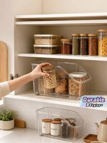 Multifunctional Large‑Opening Storage Box With Wheels, Combined Household Kitchen Organizer For Condiment Jars, Spice Bottles & Seasoning Sub‑Packing - Multicolor - View 1