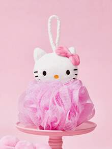 HELLO KITTY AND FRIENDS | SHEIN Cute  Bath Brushes, Bath Sponges, And Ultra-Soft Foaming Nets With Fun, Oversized Designs For Bathing, Complete With A Hanging Rope. - Pink - View 3
