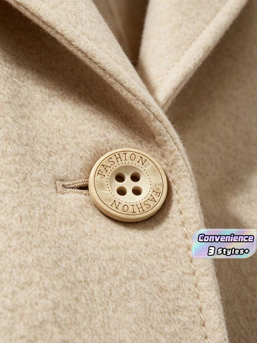 4孔圓形原木鈕扣 雷雕 FASHION 字母復古縫製鈕扣，襯衫開襟衫衣物裝飾木鈕扣 DIY 手作配件 - 多色 - 查看 1