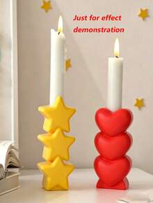 1 buah Cetakan Silikon Tempat Lilin Bintang & Hati Tiga-dalam-Satu, Alas Lilin Plaster Aromatik DIY & Cetakan Ornamen - Tiga kali lipat - View 2