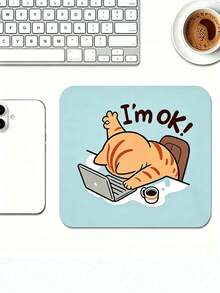 1PC Cute Working Cat Pattern Mouse Pad – Square & Round Desk Mat With Lock Edge, Non-Slip Rubber Base, HD Print, Gaming Office Use, Compatible PC/Laptop/Wireless Mouse - View 8