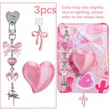 3Pcs Cute Kindle Accessories Set, Include Type-C Dust Plug Charm, Heart Shape Hand Grip Stand, Sparkly Keychain With Hook, Compatible With Kindle Paperwhite 11Th & 12Th Generation - Multicolor - View 6