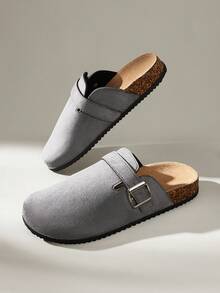 Solecia Women's Fashion Thick Sole Slippers, Round Toe With Square Buckle, Matching Shoes For Christmas - Grey - View 7
