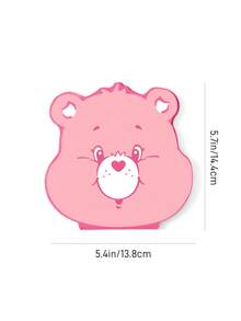 SHEIN X Care Bears 甜心熊鼻可折疊化妝鏡，不規則造型，可折疊人造皮革封面，輕薄桌面梳妝鏡，適合青少年日常理容 - 淺粉 - 查看 5