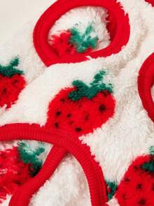 PETSIN 1pc Pet Cat Dog Universal Cute Red Strawberry Print Double-Sided Elastic Plush Comfortable And Warm Open Button Dog Sleeveless Jacket Jacket - Multicolor - View 7