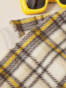 PETSIN 1pc Pet Cat Dog Universal Fashion Classic Checkered Pattern Printed Cute Double Sided Elastic Plush Comfortable Warm Dog Round Neck Sweatshirt - Multicolor - View 8