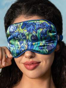 SHEIN Touch of Art 1 Pc Silky Sleeping Eye Mask, Iris Flower Design, Soft Material, Non-Irritating, Good Blackout Effect,Summer Outfits, Spring Outfits,Beach, Vacation, Flower - Blue - View 6