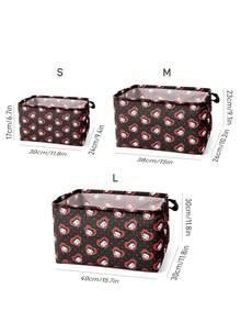 Betty Boop x SHEIN Fabric Folding Storage Basket, Household Toy Sundries Clothing Sorting Basket, Large-Capacity Desktop Storage Box - Black - View 3