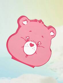 SHEIN X Care Bears 甜心熊鼻可折疊化妝鏡，不規則造型，可折疊人造皮革封面，纖薄桌面梳妝鏡，適合青少年日常理容 - 蜜桃粉 - 查看 2