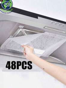 12/24pcs Disposable High Efficiency Smokeless Kitchen Range Hood Oil Filter Papers, Universal Size, With Durable Adhesive Protective Film - A - View 7