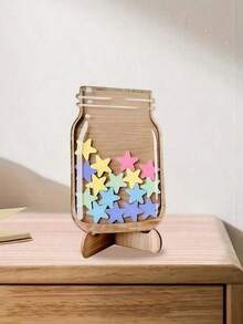 1PC Classroom Star Reward Jar With Cool Teaching Stickers -Wooden, Perfect For Home & School Motivation Stickers ForTeachers Classroom Reward Jar Back To School - Multicolor - View 6