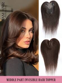 25CM Straight Hair Human Hair Toppers For Women 8X12CM Base Pixie Cut With Lace Clip In Hair Extensions Daily Use Easy To Wear Dark Brown - S2 - View 1