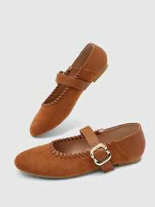 CUCCOO BIZCHIC Sepatu Flat Wanita Kasual dan Nyaman, Model Slip-On untuk Berpergian - kuning kecoklatan - View 5