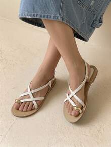 HighSole Women's Fashion Casual Vacation Flat Sandals - White - View 3