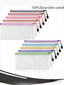 Clear Pen Bag 10 Pcs Mesh Zipper File Pouch Waterproof Travel Storage For School Supplies Tickets Cosmetics Stationery Back To School Student Backpack Must Have Smart Choice - A6 - View 7