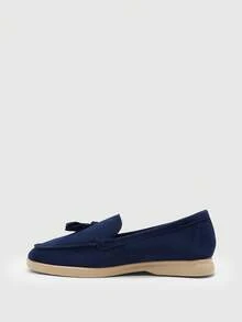 CUCCOO BIZCHIC Women's Round Toe Flat Loafers, Removable, Suitable For Daily Casual Wear, Applicable For Office And Outdoor Fall Shoes - Dark blue. - View 3